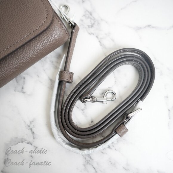 Tory Burch Thea Flat Wallet Crossbody 169971 in Wild Mushroom/Gray NWT - Picture 11 of 13